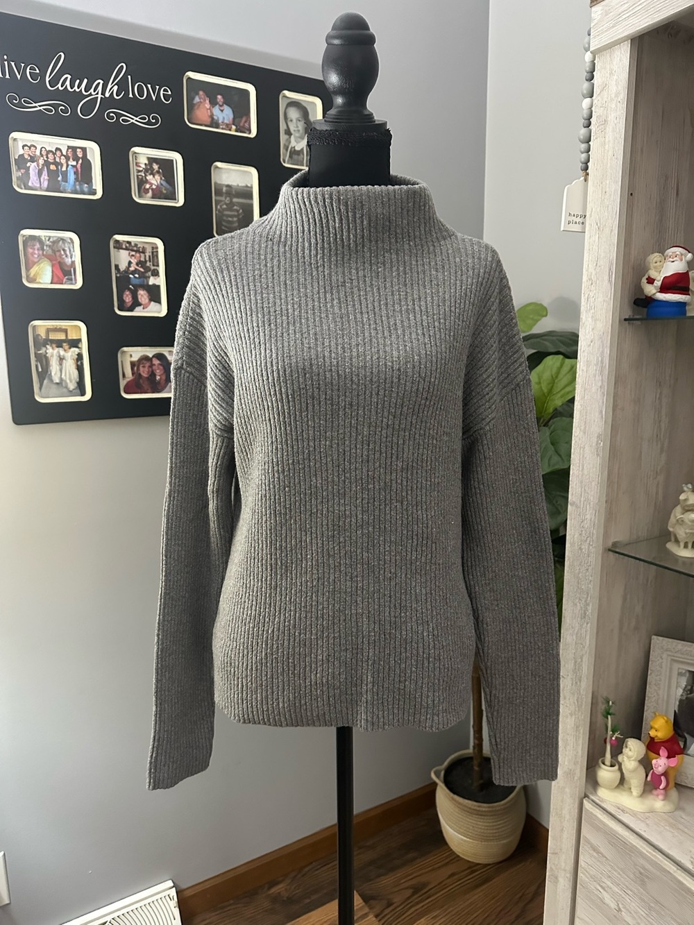 bp Gray Ribbed Mock Neck Sweater